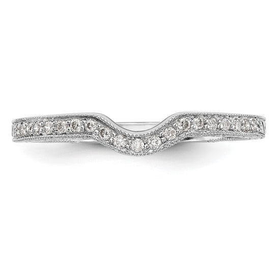 14k White Gold 1/8 carat Diamond Contoured Complete Wedding Band