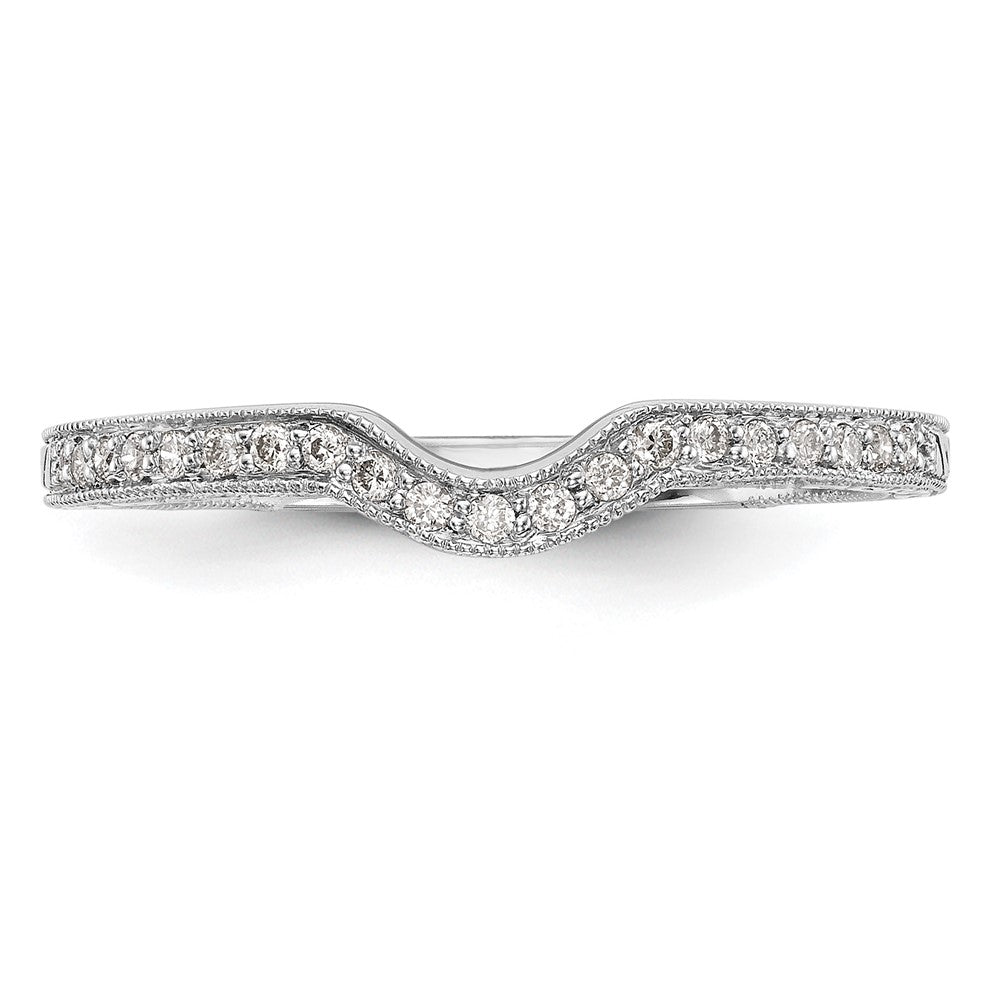 14k White Gold 1/8 carat Diamond Contoured Complete Wedding Band