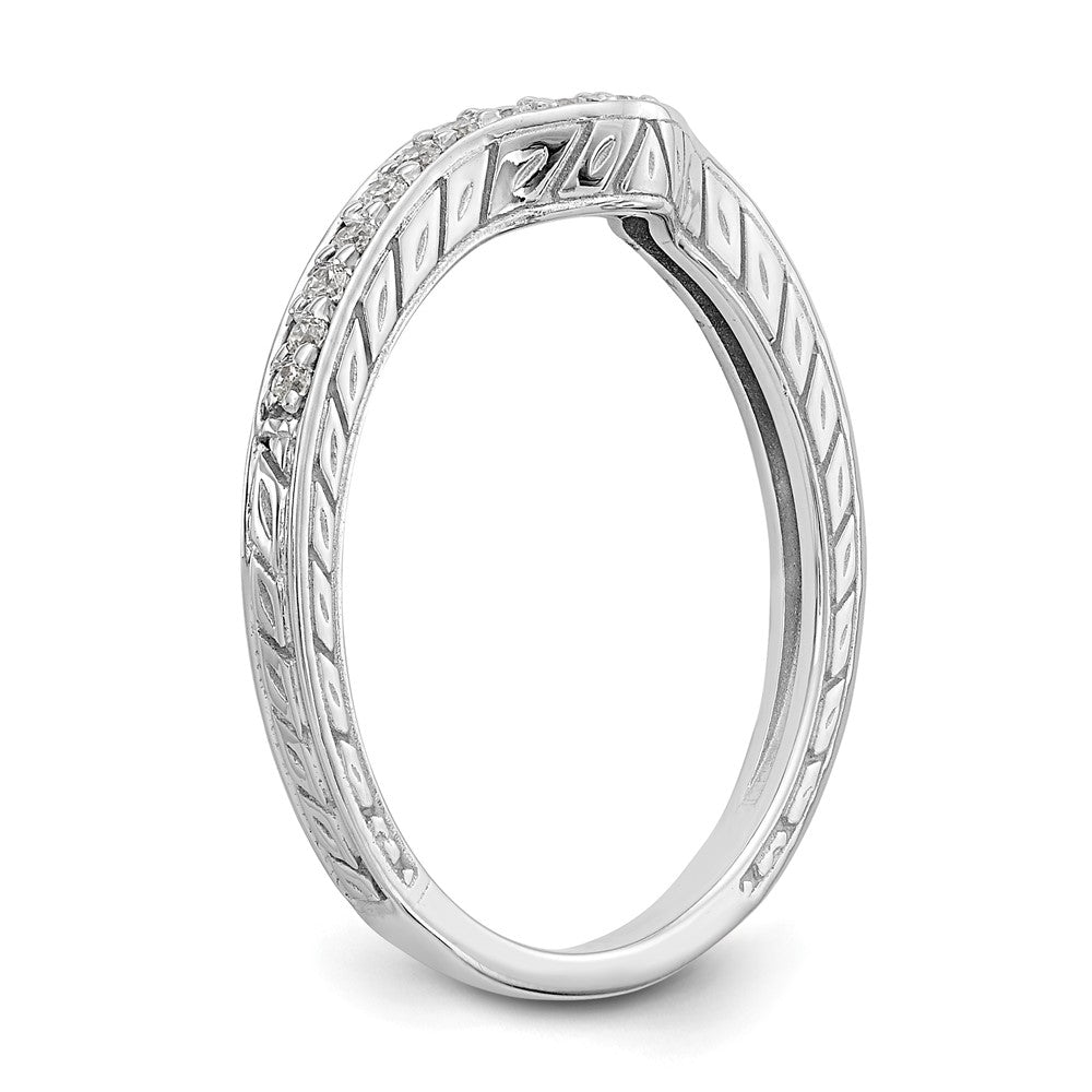 14k White Gold 1/8 carat Diamond Contoured Complete Wedding Band