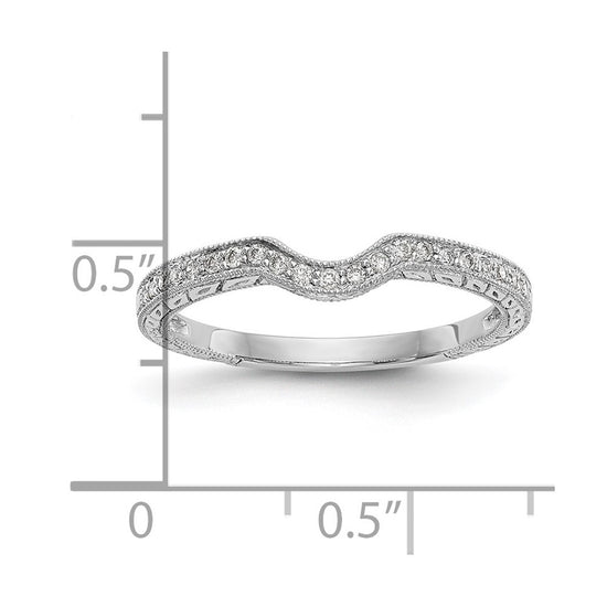 14k White Gold 1/8 carat Diamond Contoured Complete Wedding Band