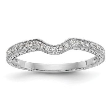 14k White Gold 1/8 carat Diamond Contoured Complete Wedding Band