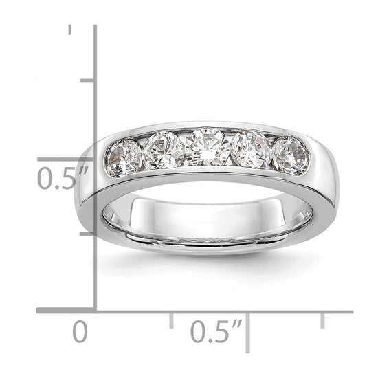 14k White Gold 5-Stone (Holds 5-3.7mm Round) Channel Band Mounting (Closed)