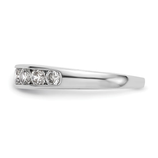 14K White Gold 7-Stone 1 carat Graduated Round Diamond Complete Channel Band