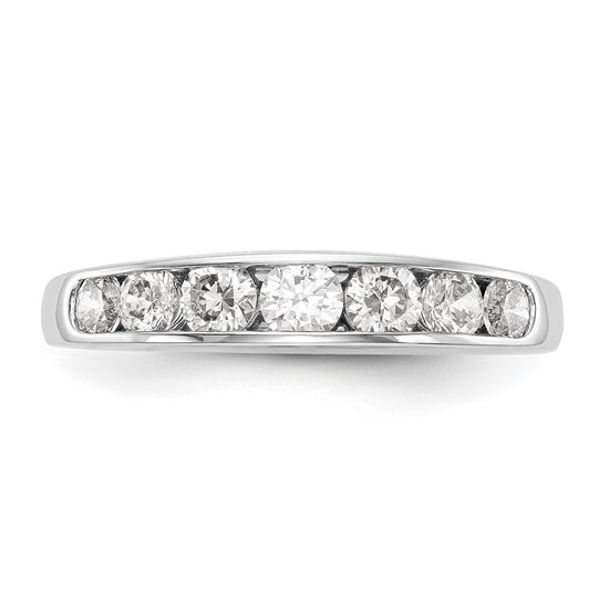 14K White Gold 7-Stone 1 carat Graduated Round Diamond Complete Channel Band