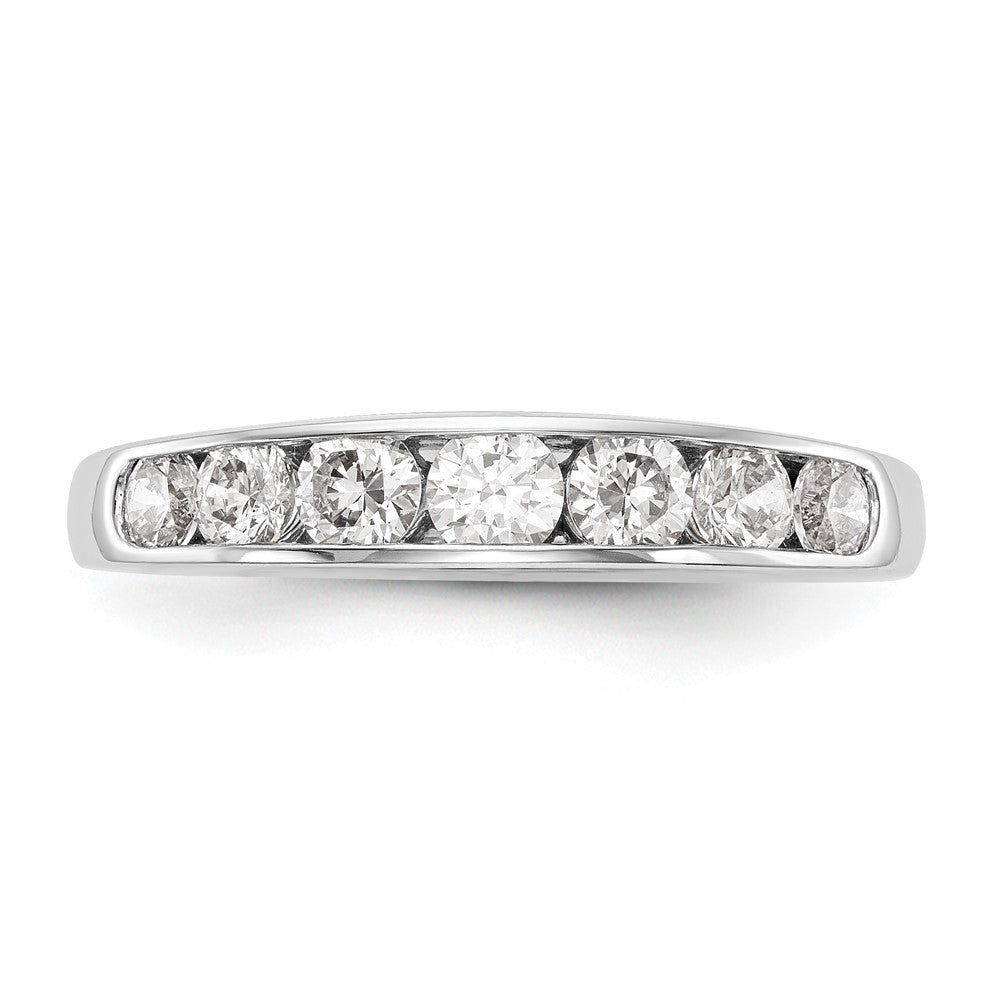 14K White Gold 7-Stone 1 carat Graduated Round Diamond Complete Channel Band