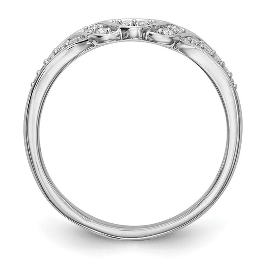 14K White Gold 1/10 carat Diamond Contoured Complete Wedding Band
