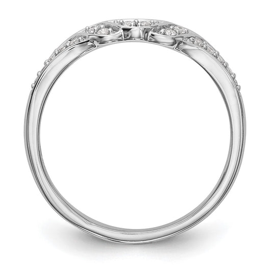 14K White Gold 1/10 carat Diamond Contoured Complete Wedding Band