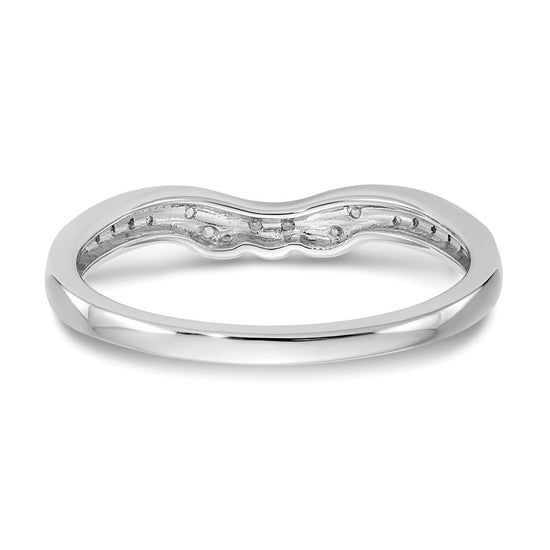 14K White Gold 1/10 carat Diamond Contoured Complete Wedding Band