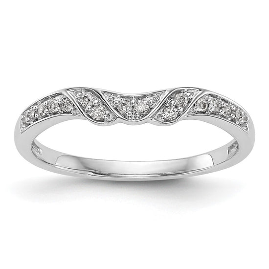 14K White Gold 1/10 carat Diamond Contoured Complete Wedding Band