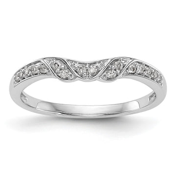 14K White Gold 1/10 carat Diamond Contoured Complete Wedding Band