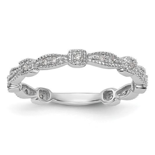 14K White Gold 1/10 carat Diamond Complete Wedding Band