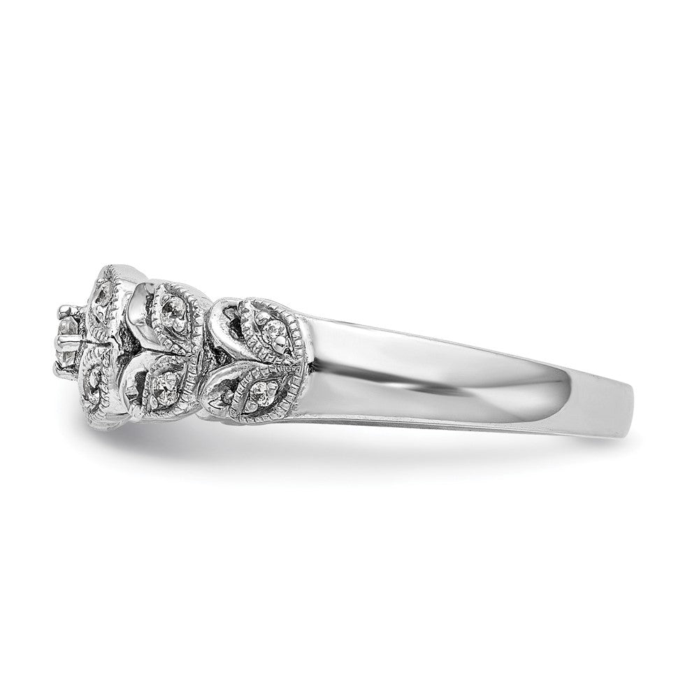 14K White Gold Leaf Design 1/10 carat Complete Diamond Band