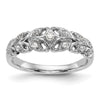 14K White Gold Leaf Design 1/10 carat Complete Diamond Band