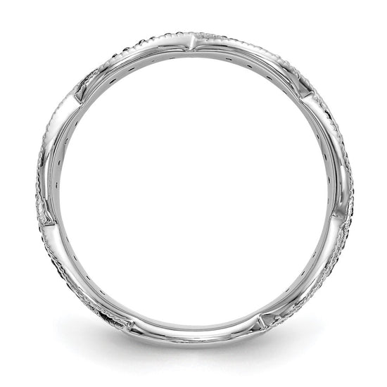 14K White Gold Twist Design 1/3 carat Black and White Diamond Complete Band