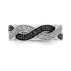 14K White Gold Twist Design 1/3 carat Black and White Diamond Complete Band