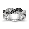 14K White Gold Twist Design 1/3 carat Black and White Diamond Complete Band