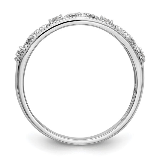 14K White Gold 1/10 carat Diamond Complete Wedding Band