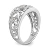 14K White Gold Swirled 1/6 carat Complete Diamond Band