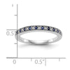 14k White Gold 1/10 carat Diamond and Blue Sapphire Complete Band
