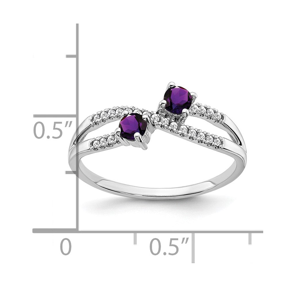 14k White Gold Two-stone Gemstone and Diamond Ring