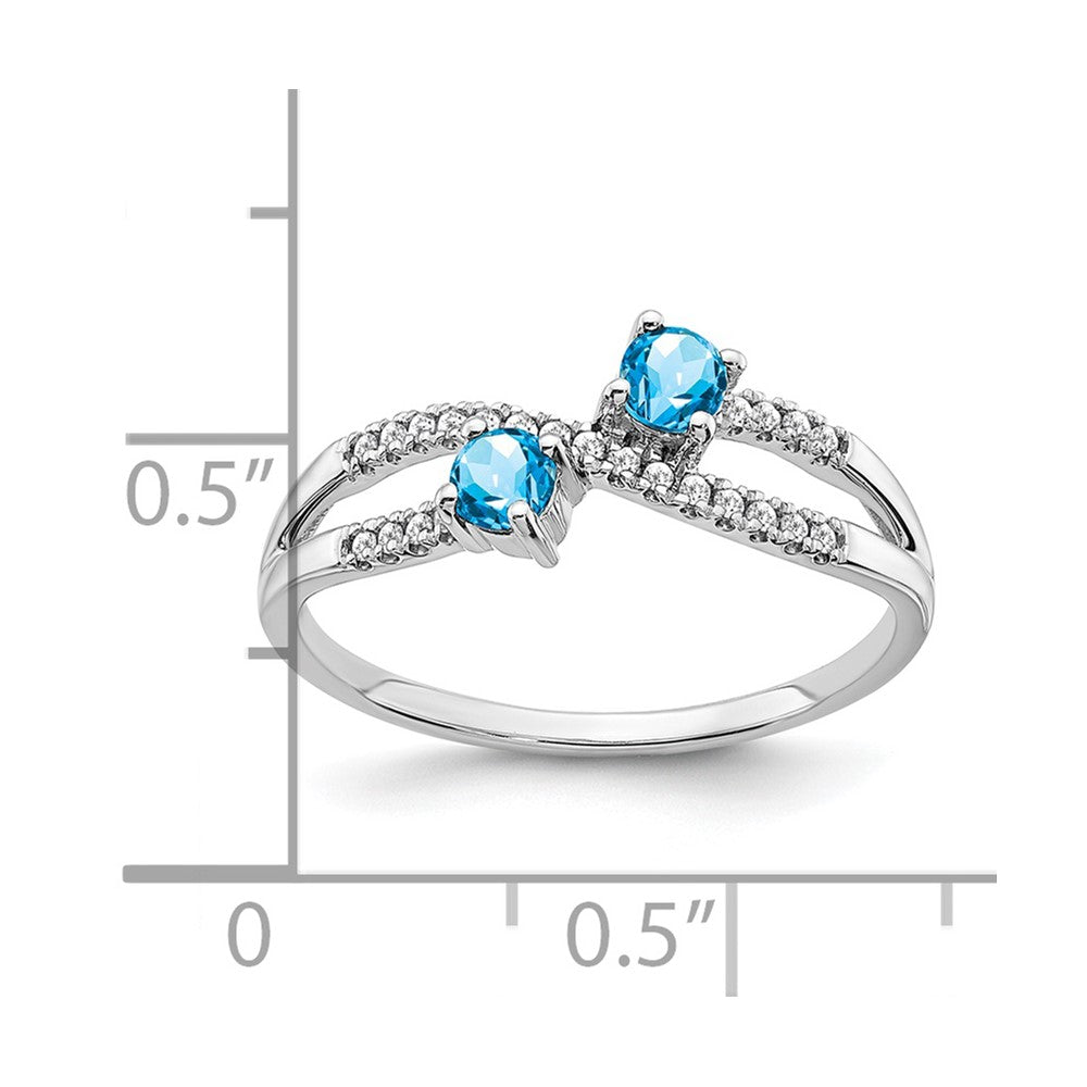 14k White Gold Two-stone Gemstone and Diamond Ring
