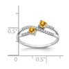 14k White Gold Two-stone Gemstone and Diamond Ring