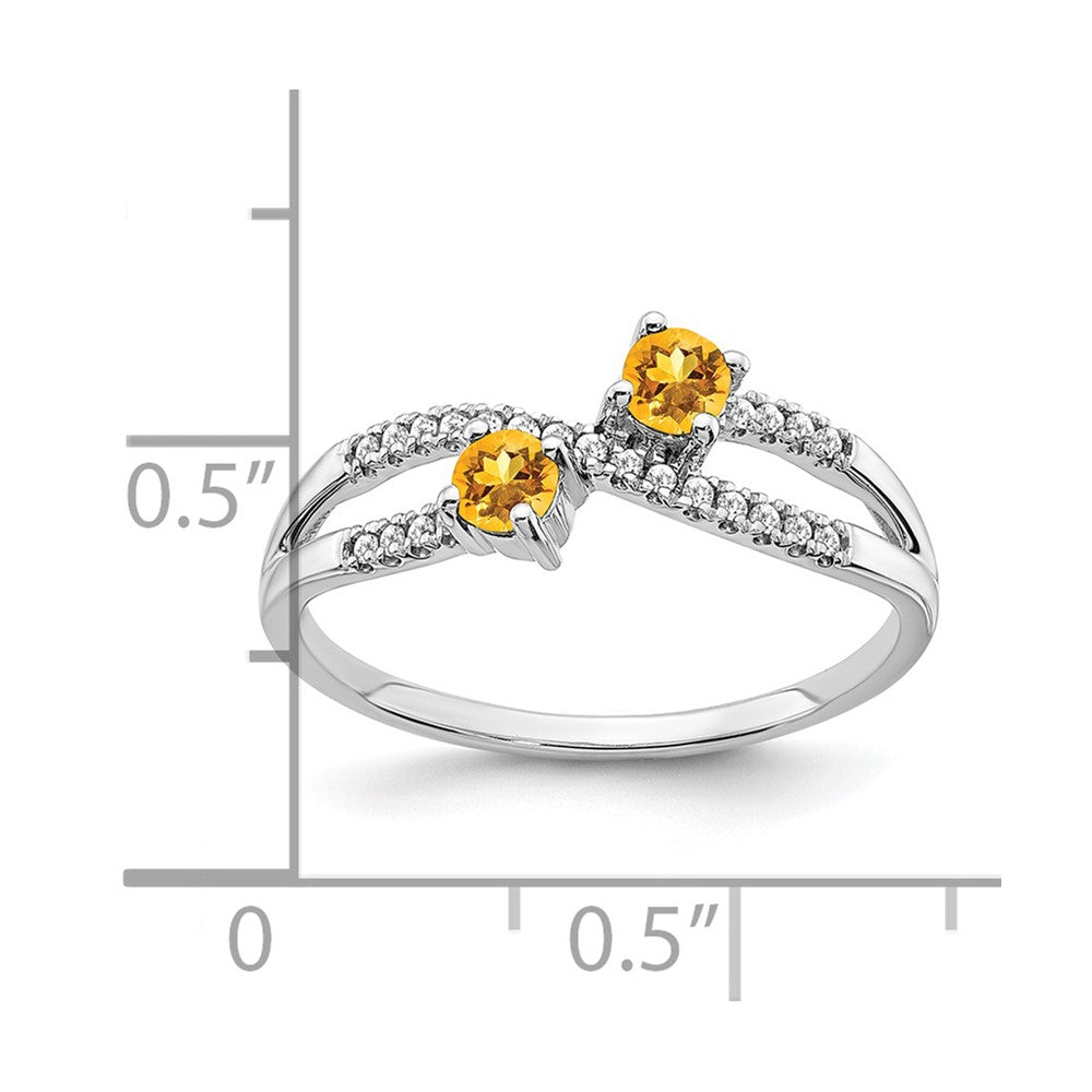 14k White Gold Two-stone Gemstone and Diamond Ring