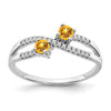 14k White Gold Two-stone Gemstone and Diamond Ring