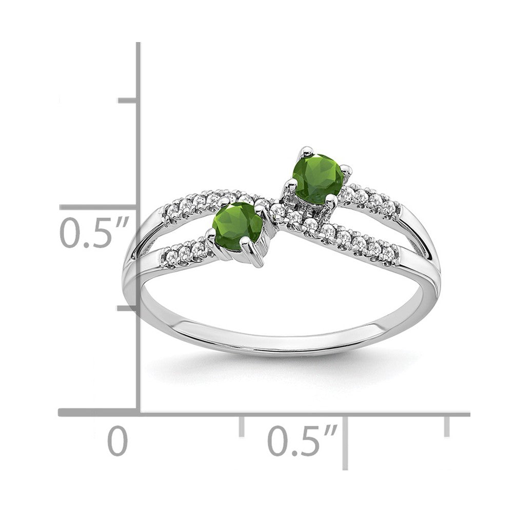 14k White Gold Two-stone Gemstone and Diamond Ring