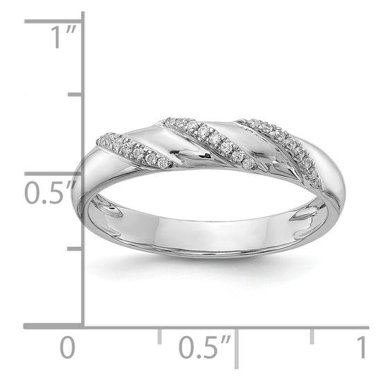 14K White Gold AA Quality 1/8 carat Diamond Trio Complete Men's Wedding Band