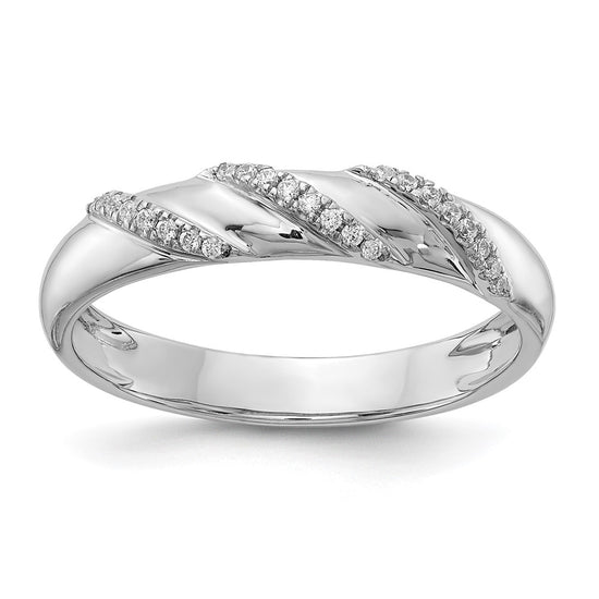 14K White Gold AA Quality 1/8 carat Diamond Trio Complete Men's Wedding Band