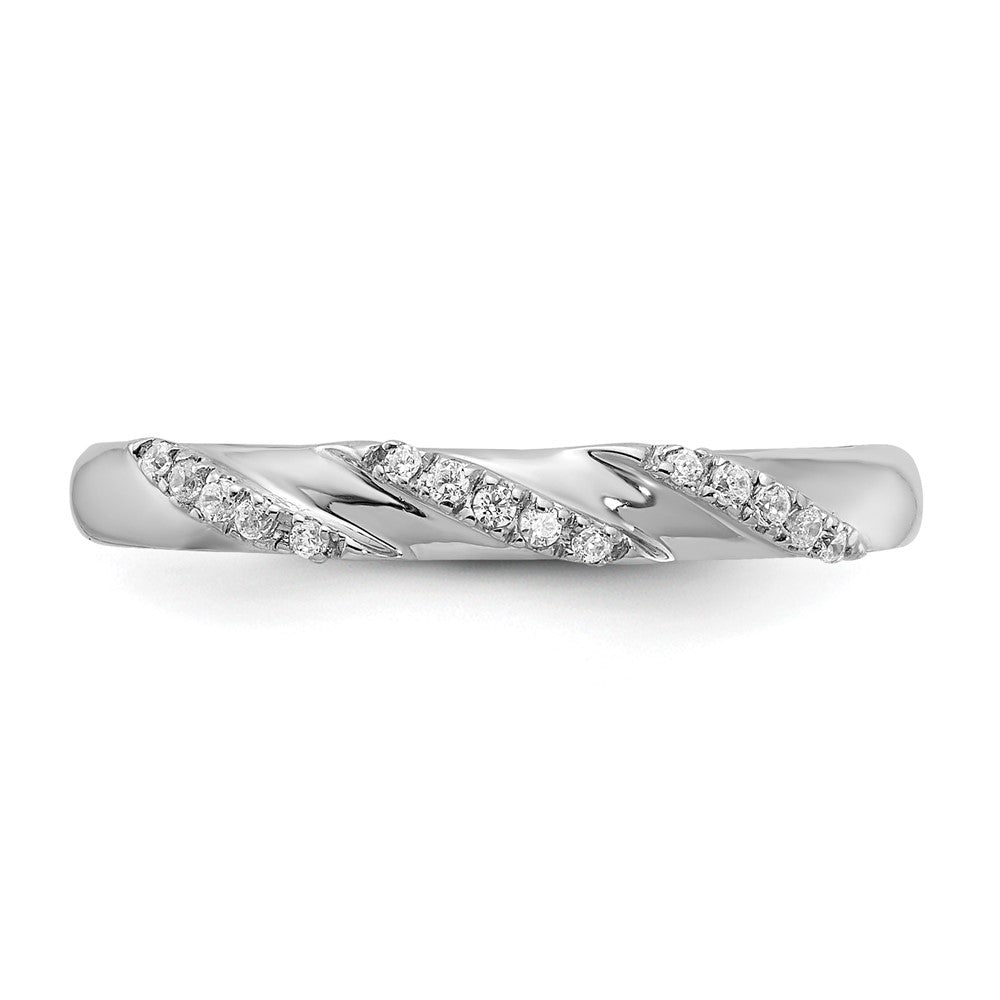 14K White Gold AA Quality 1/15 carat Diamond Trio Ladies Complete Wedding Band