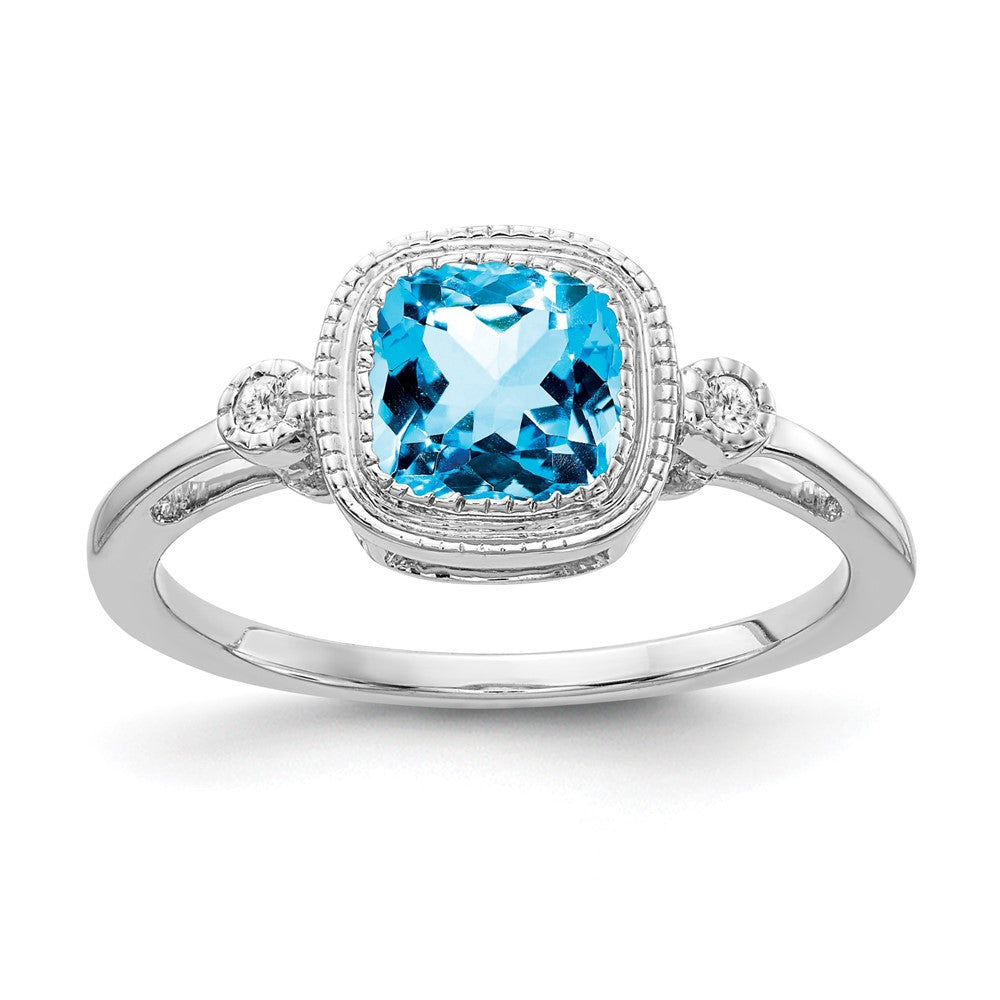 Cushion Gemstone and Diamond Rings