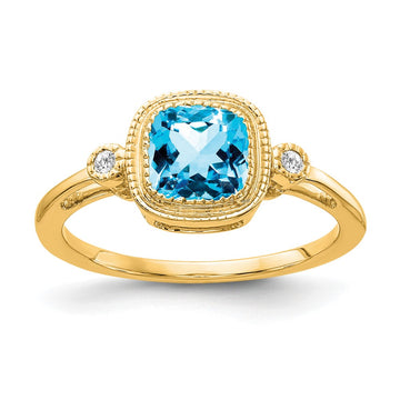 Cushion Gemstone and Diamond Rings
