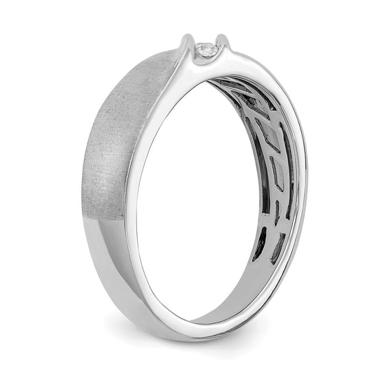 14k White Gold 3-Stone Satin 1/10 carat Diamond Complete Men's Ring