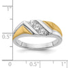 14k Two-tone 3-Stone 3/8 carat Diamond Complete Men's Ring