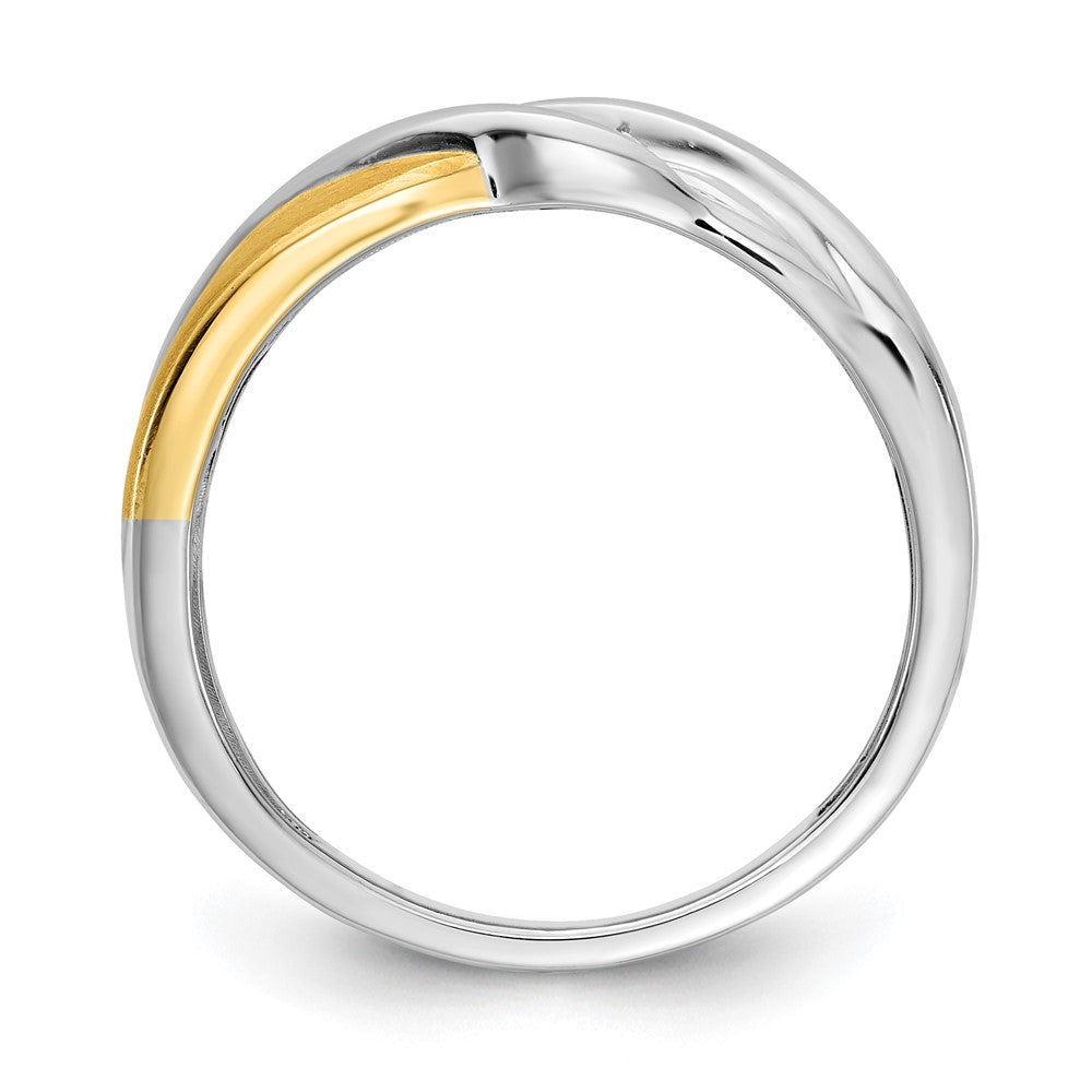 14k Two-tone 3-Stone 1/6 carat Diamond Complete Men's Ring