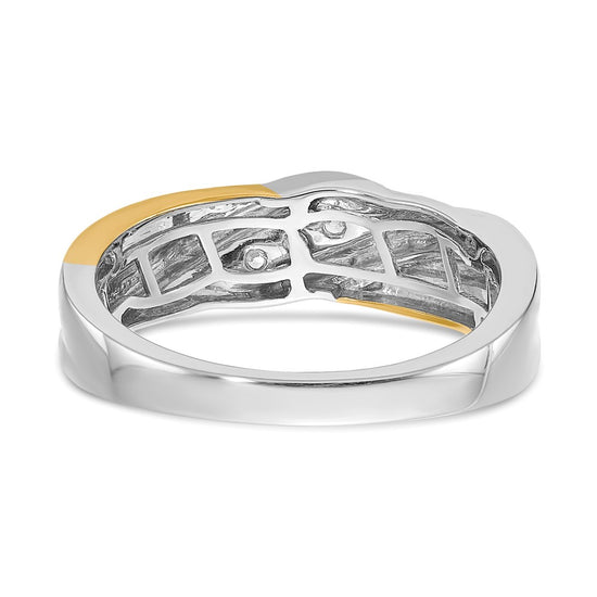 14k Two-tone 3-Stone 1/6 carat Diamond Complete Men's Ring
