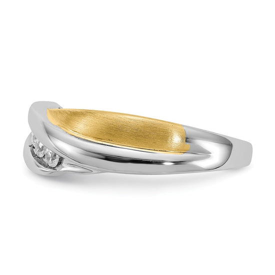 14k Two-tone 5-Stone 1/4 carat Diamond Complete Men's Ring