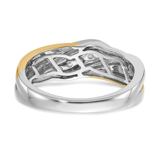 14k Two-tone 5-Stone 1/4 carat Diamond Complete Men's Ring