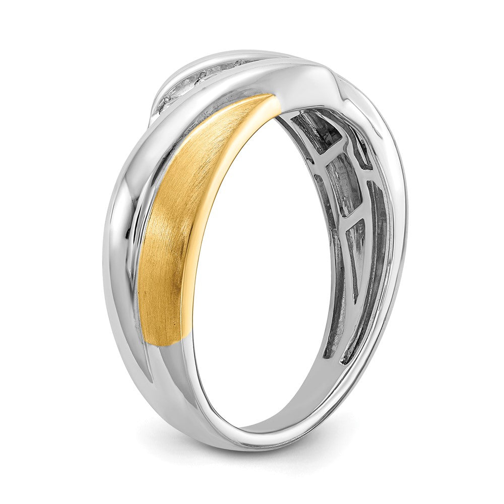 14k Two-tone 5-Stone 1/4 carat Diamond Complete Men's Ring
