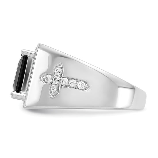 Onyx and Diamond Mens Cross Rings