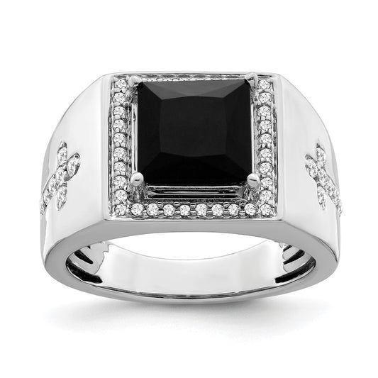 Onyx and Diamond Mens Cross Rings
