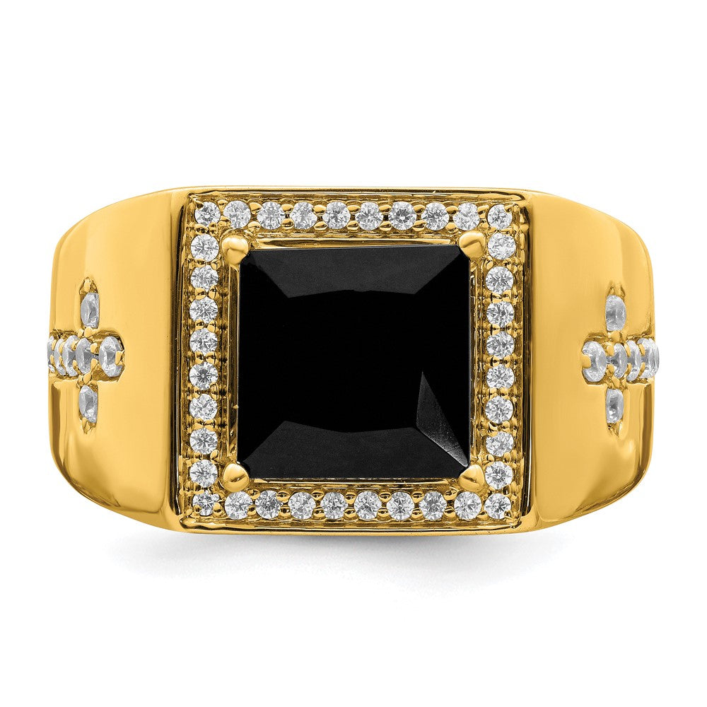 Gold Diamond and Oynx Mens Ring