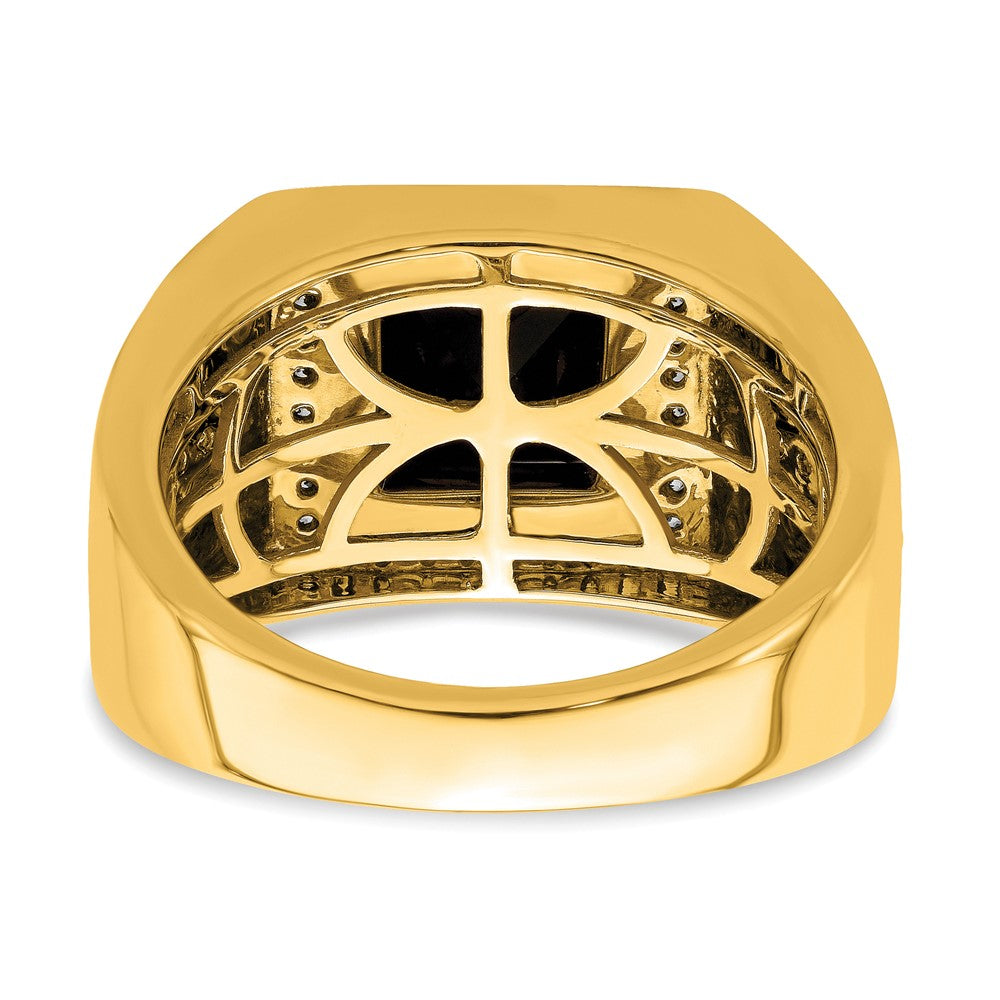 Gold Diamond and Oynx Mens Ring