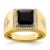 Gold Diamond and Oynx Mens Ring