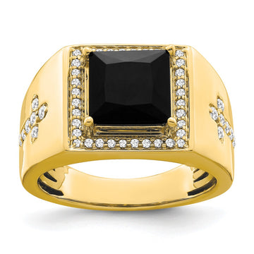 Gold Diamond and Oynx Mens Ring