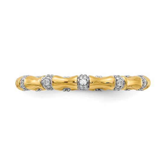 14k 3mm 1/5 carat Diamond Fancy Bamboo Band