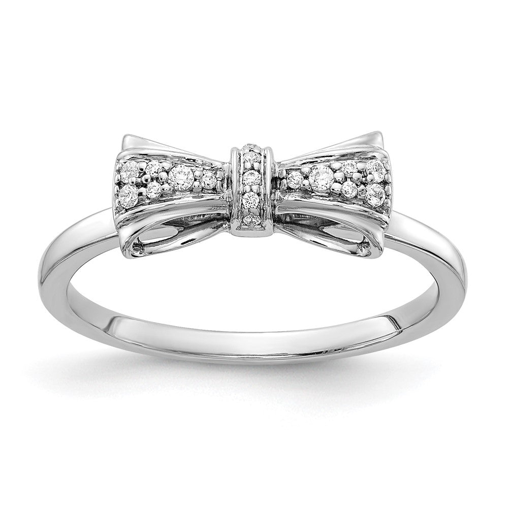 14k White Gold 1/15 carat Diamond Bow Ring
