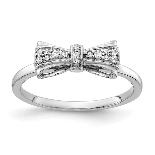 14k White Gold 1/15 carat Diamond Bow Ring